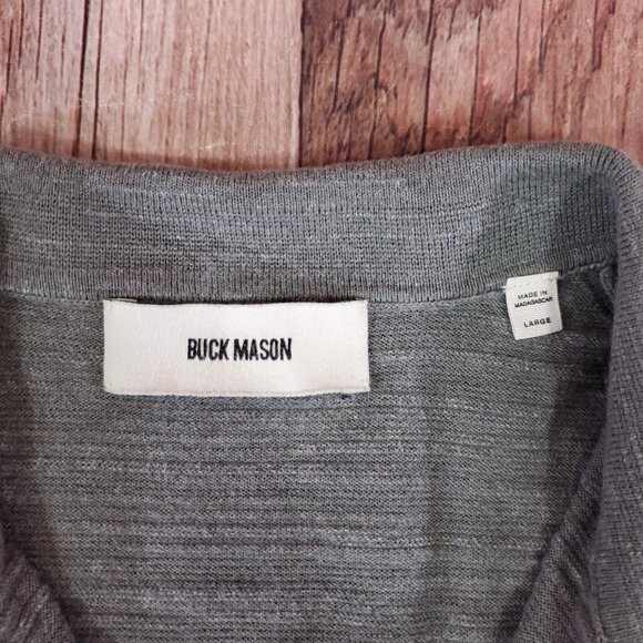 Buck Mason Mens Size Large Avalon Sweater Knit Short Sleeve Polo Shirt Gray - Picture 6 of 12